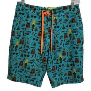 Chive Boardshorts Mens Size 33 Blue Lace Up Stretchy Surf Pockets Beach Outdoor